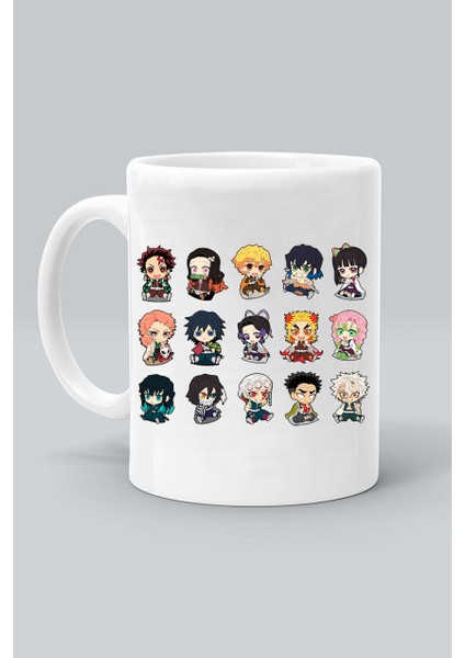 Anime Demon Slayer Karakter Baskılı Beyaz Kupa Bardak