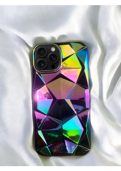 Apple iPhone 14 Pro Max Uyumlu Kılıf 3D Prizma Desenli Hologram Çok Renkli Silikon Kılıf / Kapak