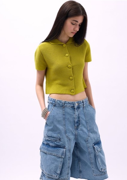 Üçaymoda Bebe Yaka Düğmeli Bluz