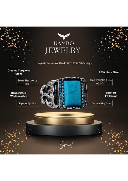 El Yapımı Vintage Turkuaz Yüzük - 925 Ayar Gümüş, Şık Süslü Tasarım, Dayanıklı, Farklı Takı, Mükemmel Uyum fiyatları