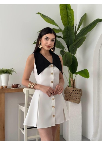 Üçaymoda Ness Düğmeli Elbise