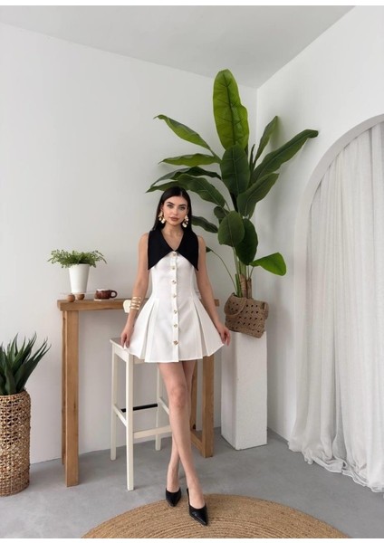 Üçaymoda Ness Düğmeli Elbise