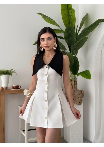 Üçaymoda Ness Düğmeli Elbise