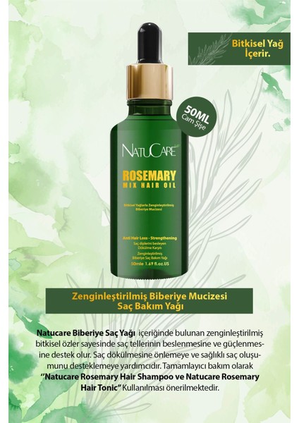 Natucare Saç Pürüzsüzleştirici Mucizevi Yağlar 2'li Saç Bakım Seti 50ML (Complex Karışım & Biberiye Yağı) fiyatları