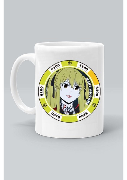 Meari Saotome Karakter Anime Kakegurui Baskılı Beyaz Kupa Bardak