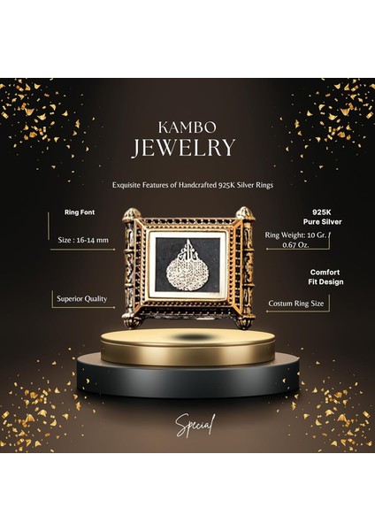 El Yapımı 925 Ayar Gümüş Islami Yüzük - Ayetel Kürsi Yazılı - Mükemmel Müslüman Hediyesi fiyatları