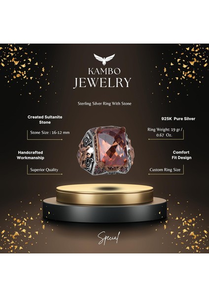 925 Ayar Gümüş El Yapımı Taş Yüzük (Sultanit Yapay Taş) fiyatları