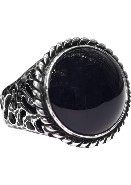 Erkekler Için 925 Ayar Gümüş Yüzük - Doğal Oniks Taşı ile Cesur ve Şık Tasarım