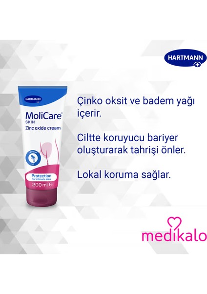Hartmann Molicare 3’lü Cilt Bakım Seti - Temizlik Köpüğü 400ML + Çinko Krem 200ML + Nemli Mendil (Islak Mendil)