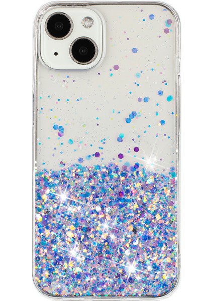 iPhone 13 Için 6.1 Inç Cep Telefonu Kılıfları Epoksi Tpu Glitter Sparkle Aydınlık Telefon Kapağı-Mor (Yurt Dışından) fiyatları