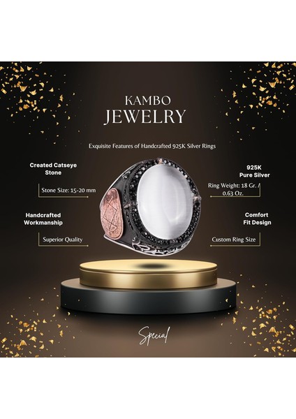 Davud Yıldızı Yüzüğü, Oluşturulmuş Taş Yüzük, 925 Ayar Gümüş Süleyman Yüzüğü (Beyaz Kedi Gözü Oluşturulmuş Taş) fiyatları