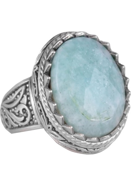Doğal Taş Yüzük - 925 Ayar Saf Gümüş Yüzük, Erkekler Için, Amazonit Taşı