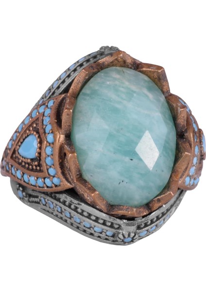 Gerçek Doğal Taş Yüzük - El Yapımı 925 Ayar Gümüş Yüzük (Amazonit)