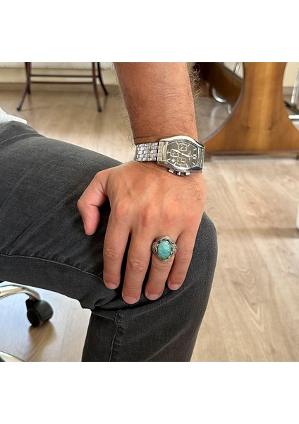 Gerçek Doğal Taş Yüzük - El Yapımı 925 Ayar Gümüş Yüzük (Amazonit) modelleri