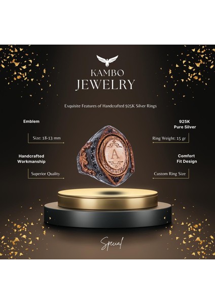 925 Ayar Gümüş Kişiselleştirilebilir Yüzük - Bronz Kaplama Monogram Yüzük fiyatları