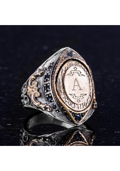 925 Ayar Gümüş Kişiselleştirilebilir Yüzük - Bronz Kaplama Monogram Yüzük indirimleri