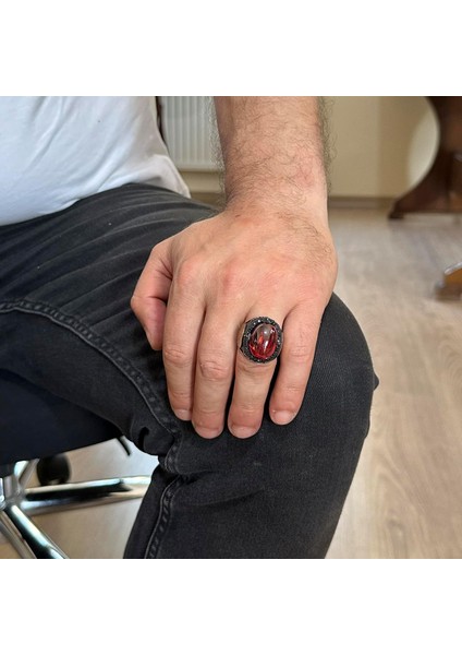 David Yıldızı Yüzük, Yapay Taş Yüzük, 925 Ayar Gümüş Süleyman Yüzüğü (Cabochon Yapay Garnet Taşı) fırsatları