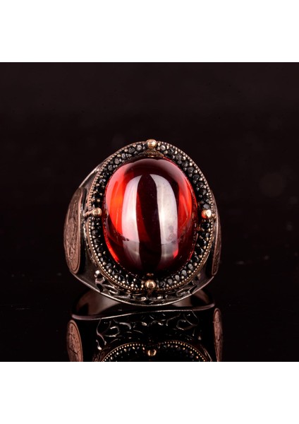 David Yıldızı Yüzük, Yapay Taş Yüzük, 925 Ayar Gümüş Süleyman Yüzüğü (Cabochon Yapay Garnet Taşı) indirimleri