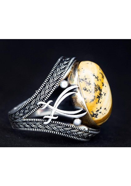 El Yapımı Sterlin Gümüş Erkek Yüzük | Doğal Resim Jasper Taşı | Topraklama ve Stabilite Tasarımı modelleri