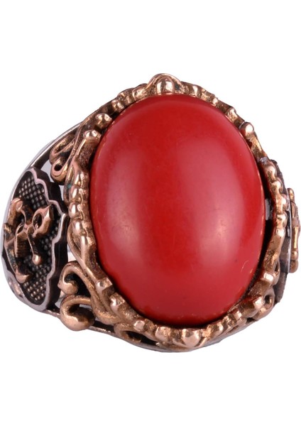 Kırmızı Mercan Yapay Taş Yüzük, Denizci Halat Gümüş Yüzük, 925 Ayar Gümüş Yapay Taş Yüzükler - Çeşitli & Farklı Koleksiyon