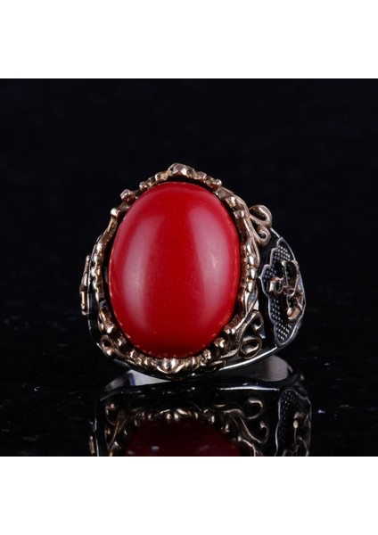 Kırmızı Mercan Yapay Taş Yüzük, Denizci Halat Gümüş Yüzük, 925 Ayar Gümüş Yapay Taş Yüzükler - Çeşitli & Farklı Koleksiyon fırsatları