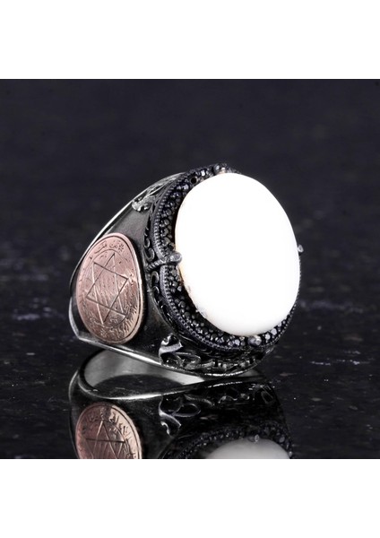 David Yıldızı Yüzüğü, Doğal Sedef Taşlı Yüzük - 925 Ayar Gümüş Yüzük indirimleri