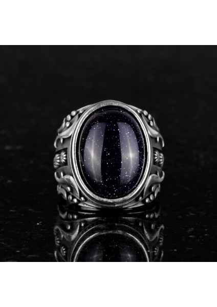 Yapay Taş Yüzük, 925 Ayar Gümüş Yüzük, Tasarım Gümüş Erkek Yüzüğü (Mavi Güneş Taşı Yapay Taş) modelleri