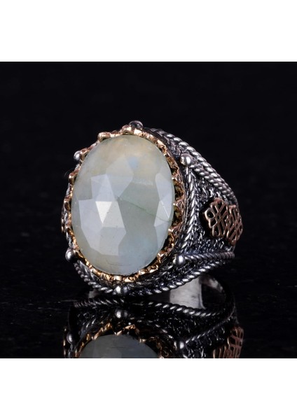 Doğal Akuamarin Taşlı Yüzük, Sakin 925 Ayar Sert Gümüş Erkek Yüzük fiyatları