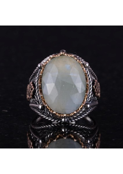 Doğal Akuamarin Taşlı Yüzük, Sakin 925 Ayar Sert Gümüş Erkek Yüzük indirimleri