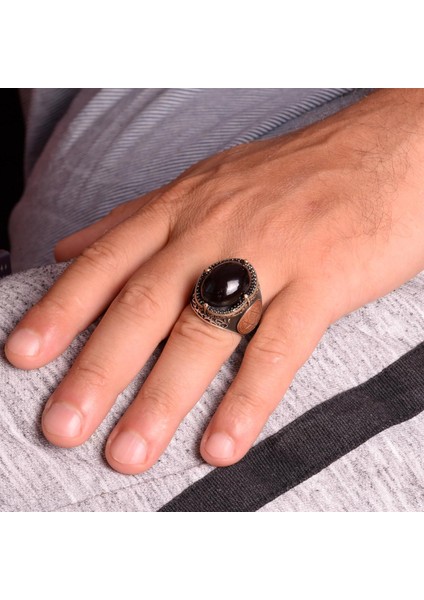 Doğal Garnet Taşlı Yüzük, Davut Yıldızı Yüzüğü - 925 Ayar Sert Gümüş Erkek Yüzüğü - Tutku ve Enerji Tasarımı modelleri