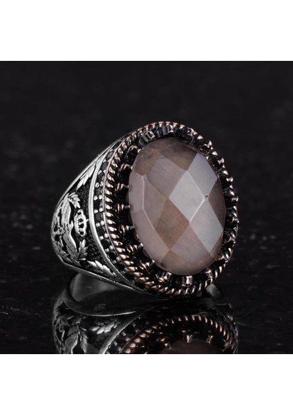 Doğal Taş Yüzük - El Yapımı Kartal Yüzüğü - 925 Ayar Gümüş Yüzük (Dumanlı Topaz) indirimleri