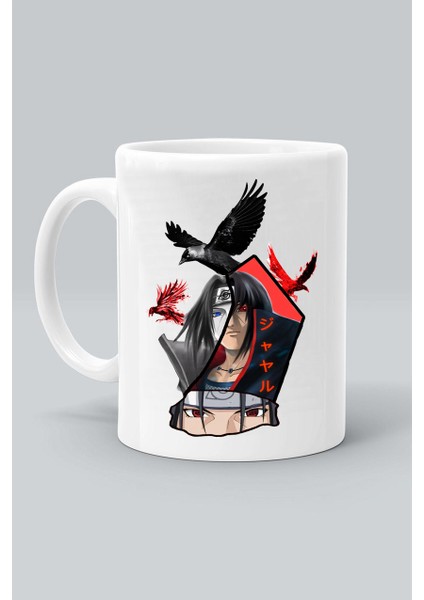Uchiha Itachi Naruto Anime Karakter Baskılı Beyaz Kupa Bardak