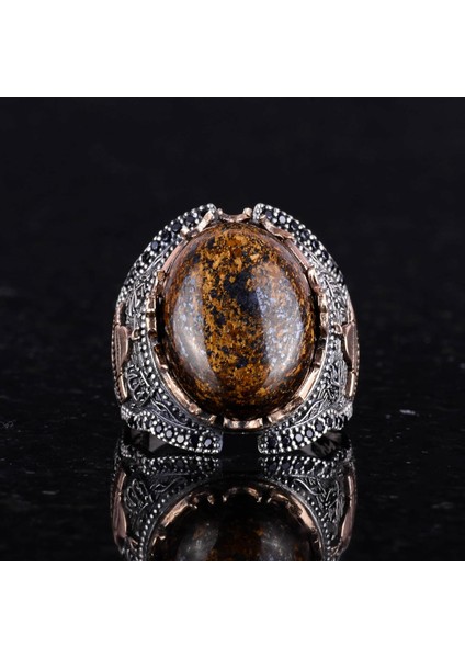 Doğal Bronzit Taş Yüzük, 925 Ayar Sert Gümüş Erkek Yüzüğü modelleri