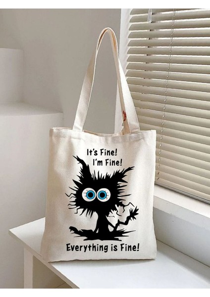 I'm Fine, Everything Is Fine Tote Bez Çanta, Pinterest Çanta, Kitap Çantası, Shopper Omuz Çantası modelleri