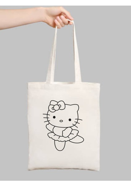Hello Kitty Boyama Çantası, Boyama Bez Çanta Tote Bag