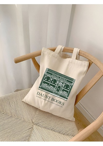 Daunt Books Tasarım Kalın Kanvas, Rips Bez Çanta, Omuz Çantası, Bookshop Kalın Tote Bag