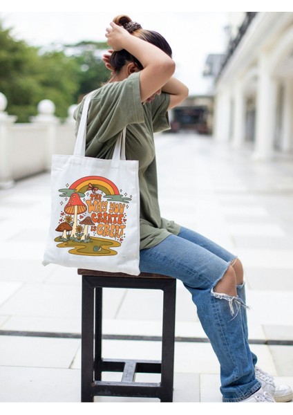 The Way You Create Is Great, Mushroom Tasarım Kanvas, Rips Bez Çanta, Omuz Çantası, Kalın Tote Bag modelleri