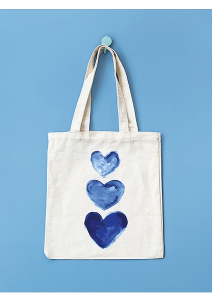 Blue Love Bez Çanta, Omuz Çantası, Kalın Kanvas Tote Bag, Pinterest Çanta, Y2k fiyatları