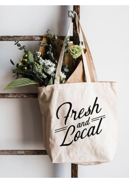 Yk2 Fresh And Local Pinterest Kalın Kanvas Tote Bag, Bez Çanta, Shopper Bag