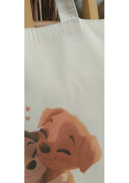 Çift Köpek Tasarım Özel Gün Doğum Günü Hediyelik, Nikah Düğün Nişan Hediyelik Bez Çanta 25 Adet modelleri