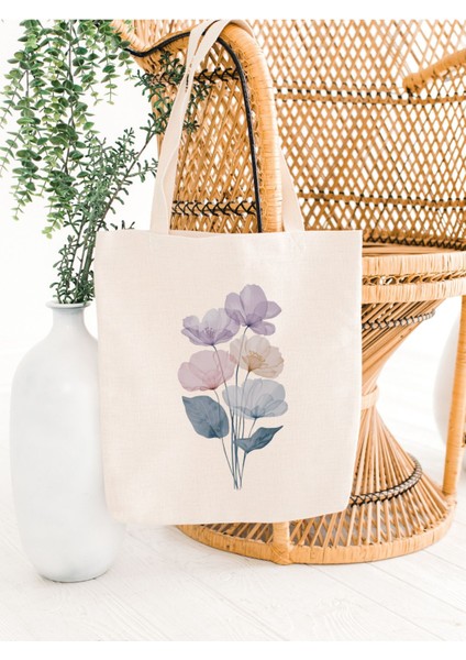 Çiçek Tasarım Kurdeleler Y2k Retro Ham Bez Tote Bag Çanta, Pinterest Çanta