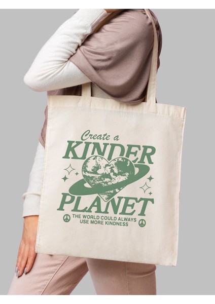 Create A Kinder Planet Tasarım Ham Bez Tote Bag Çanta, Pinterest Çanta fırsatları