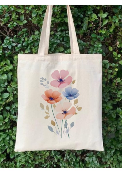 Çiçek Yağlı Boya Y2k Retro Ham Bez Tote Bag Çanta, Pinterest Çanta