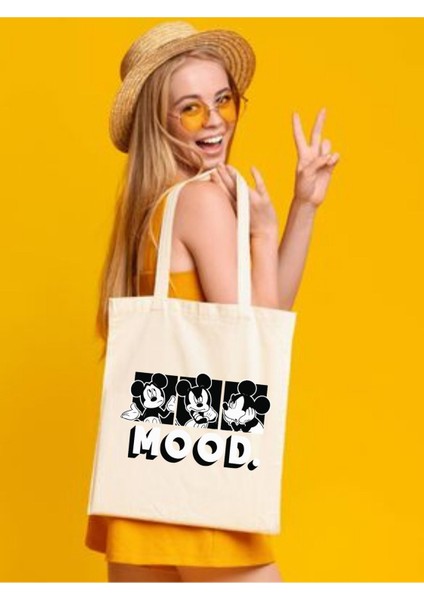 Mickey Mood Y2k Kalın Tote Bag Bez Çanta, Pinterest Çanta, Kitap Çantası, Shopper Omuz Çantası