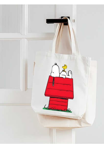 Snoopy Tasarım Kalım Kanvas, Rips Bez Çanta, Omuz Çantası, Kalın Tote Bag modelleri