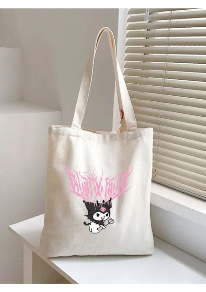 Kuromi Anime Y2k Çanta, Kalın Tote Bag Bez Çanta, Pinterest Çanta, Kitap Çantası