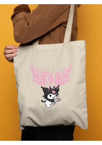 Kuromi Anime Y2k Çanta, Kalın Tote Bag Bez Çanta, Pinterest Çanta, Kitap Çantası fiyatları