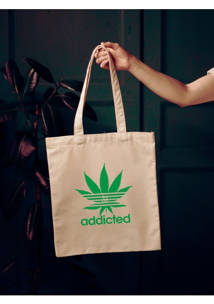 Addicted, Weeds Tasarım Tote Bag, Kalın, Bez Çanta, Omuz Çanta, modelleri