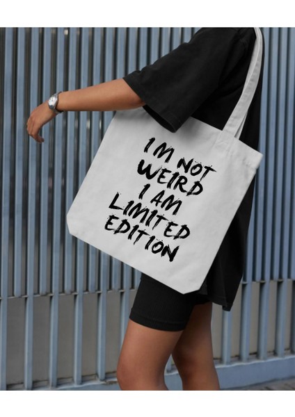 I Am Limited Edition Motto Tasarım Tote Bag Bez Çanta, Kol Omuz Çantası Kalın Kanvas modelleri