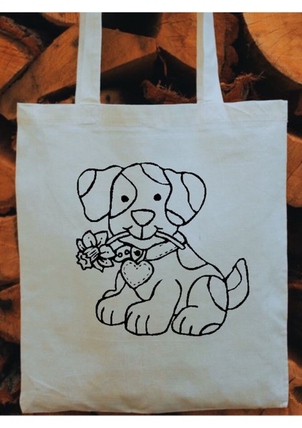 Köpekli Çocuk Boyama Çantası, Boyama Bez Çanta Tote Bag fiyatları